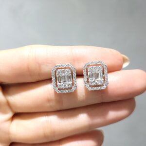 Outlet Pırlanta 1,86 Ct Baget Küpe