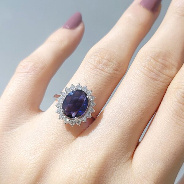2.54 Ct Diamond and Sapphire Ring — image 1