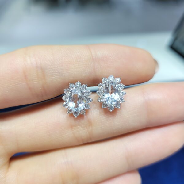 2.78 Ct Diamond and White Topaz Earrings — image 1