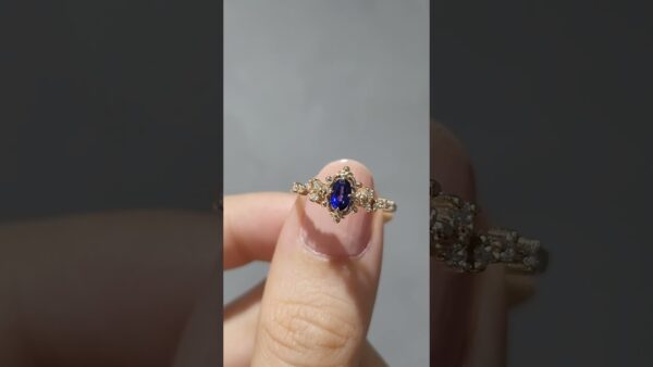 Pırlanta 0,46 Ct Pırlanta ve Safir Yüzük ürün videosu