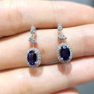 Outlet Pırlanta 1,44 Ct Pırlanta ve Safir Küpe