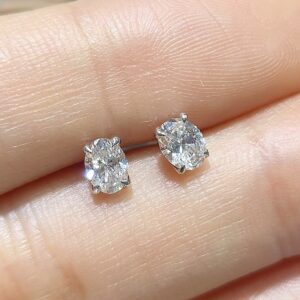 Outlet Pırlanta 0,60 Ct Oval Tektaş Küpe KP02895