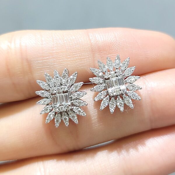 Outlet Pırlanta 0,94 Ct Zarif Baget Küpe KP02921