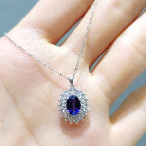 Outlet Pırlanta 1,25 Ct Pırlanta ve Safir Kolye KL02936