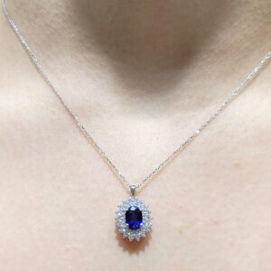 Outlet Pırlanta 1,25 Ct Pırlanta ve Safir Kolye KL02936-2