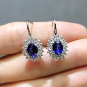 Outlet Pırlanta 2,88 Ct Pırlanta ve Safir Küpe KP02904