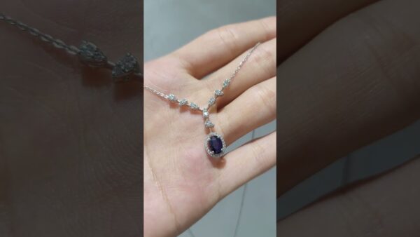 Pırlanta 1,08 Ct Pırlanta ve Safir Kolye ürün videosu