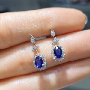 Outlet Pırlanta 1,42 Ct Pırlanta ve Safir Küpe KP02782