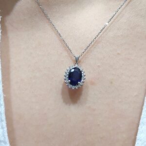 Outlet Pırlanta 1,51 Ct Pırlanta ve Safir Kolye KL02934