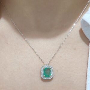 Outlet Pırlanta 1,60 Ct Pırlanta ve Zümrüt Kolye KL02804