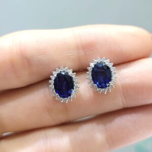 Outlet Pırlanta 2,88 Ct Pırlanta ve Safir Küpe KP02902