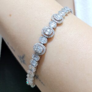 Outlet Pırlanta 3,93 Ct Baget Suyolu Bileklik KR00866