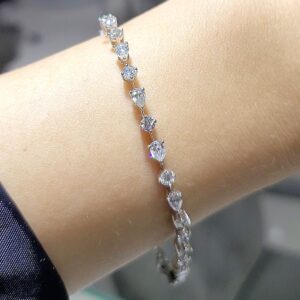 Outlet Pırlanta 4,13 Ct Damla ve Yuvarlak Kesim Bileklik BL01384