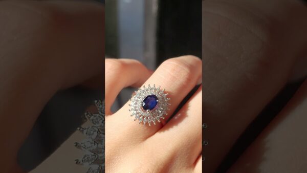 Pırlanta 1,33 Ct Pırlanta ve Safir Yüzük ürün videosu