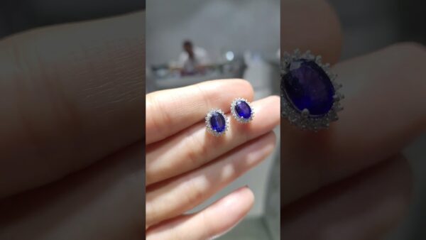 2.88 Ct Diamond and Sapphire Earrings product video