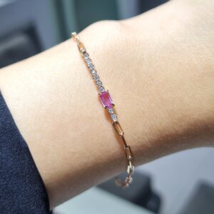 Outlet Pırlanta 0,41 Ct Pırlanta ve Pembe Safir Bileklik SRV0053