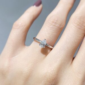 Outlet Pırlanta 0,44 Ct HRD Sertifikalı Damla Kesim Tektaş Yüzük YZ10609