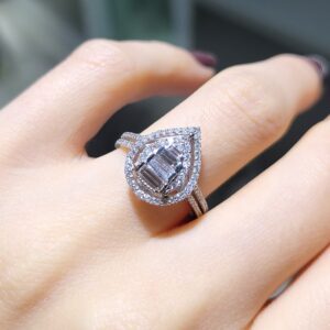 Outlet Pırlanta 0,76 Ct Damla Baget Yüzük KR00901