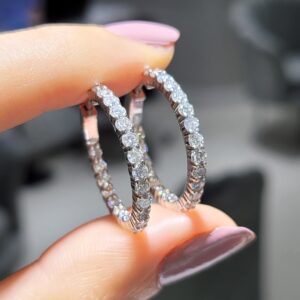 Pırlanta 2,24 Ct İçi Dışı Taşlı Halka Küpe KP03042