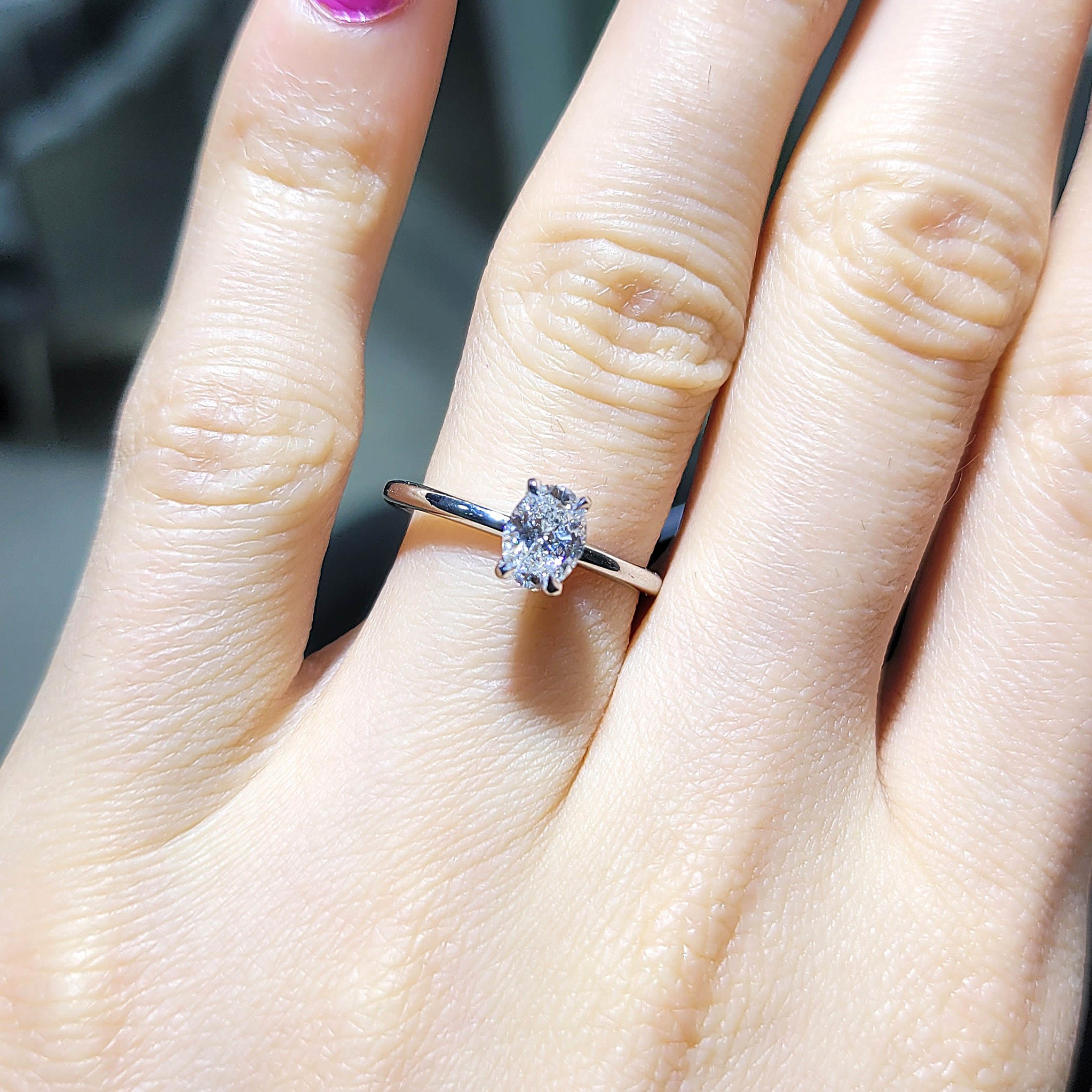 Pırlanta 0,60 Ct HRD Sertifikalı D Renk Oval Tektaş Yüzük YZ10711