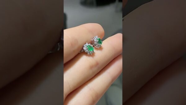 0.77 Ct Diamond & Emerald Earrings product video