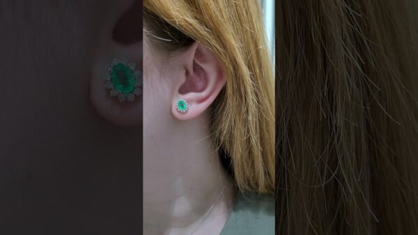 1.51 Ct Diamond & Emerald Earrings product video