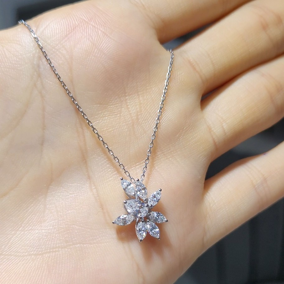 Pırlanta 2,98 Ct Markiz Kolye KR00976