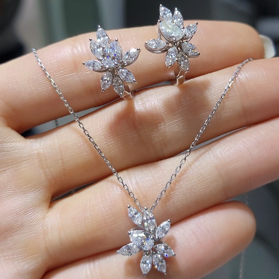 Pırlanta 2,98 Ct Markiz Kolye-Küpe Set KR00975-KR00976