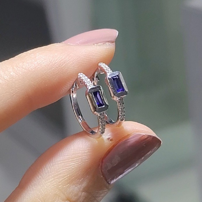 Pırlanta 0,39 Ct Pırlanta & Safir Küpe KP03119
