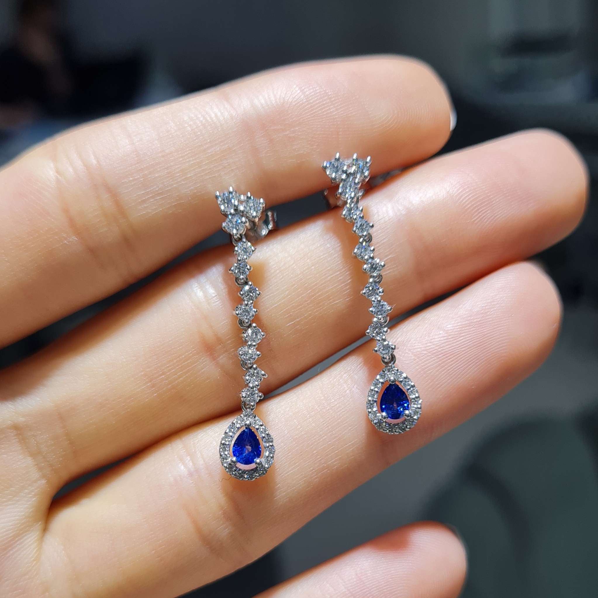 Pırlanta 1,23 Ct Pırlanta & Safir Küpe KP03131