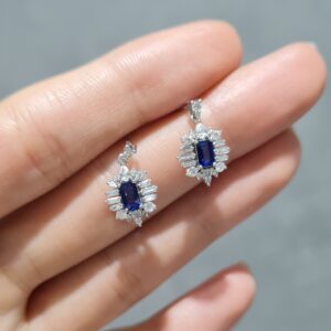 Pırlanta 1,25 Ct Pırlanta & Safir Küpe ZL03255
