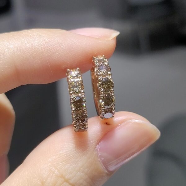 Pırlanta 1,52 Ct Brown Taş Halka Küpe KP03133