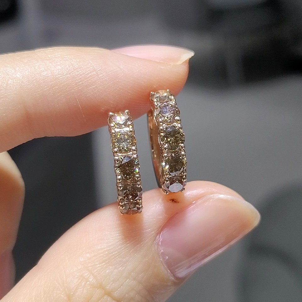 Pırlanta 1,52 Ct Brown Taş Halka Küpe KP03133