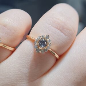 Pırlanta 0,45 Ct Pırlanta & Gri Turmalin Yüzük AKL0226
