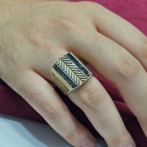 Pırlanta 0,65 Ct Siyah Pırlanta Gümüş Erkek Yüzüğü ZL03258