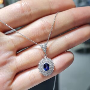 Pırlanta 1,09 Ct Pırlanta & Safir Kolye MRT0009
