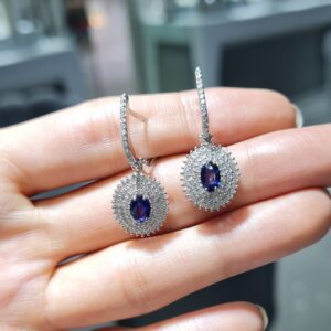 Pırlanta 2,04 Ct Pırlanta & Safir Küpe MRT0007