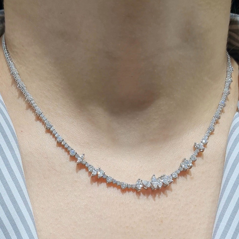 Pırlanta 4,69 Ct Damla & Markiz & Yuvarlak Kesim Gerdanlık GR00499