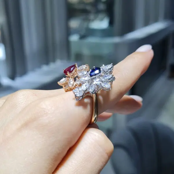 Pırlanta 4,98 Ct Pırlanta & Safir & Yakut Taşlı Markiz Yüzük KR01046-2