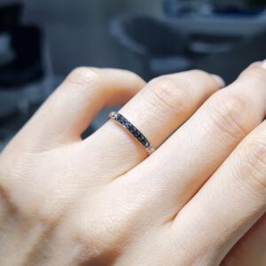 Pırlanta 0,13 Ct Siyah Pırlanta Yarımtur Yüzük KR01076